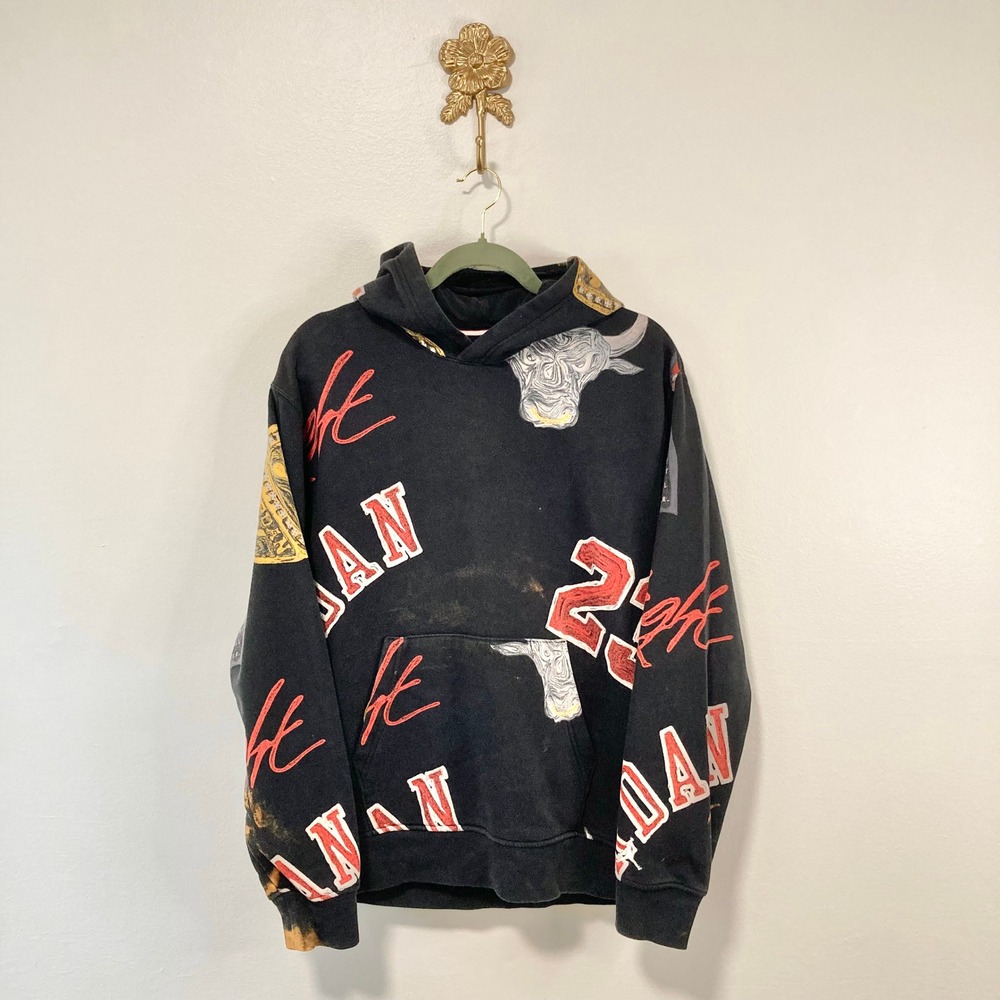 Jordan Brooklyn Chicago Bulls AOP Hoodie Black S Basketball Streetwear Sports